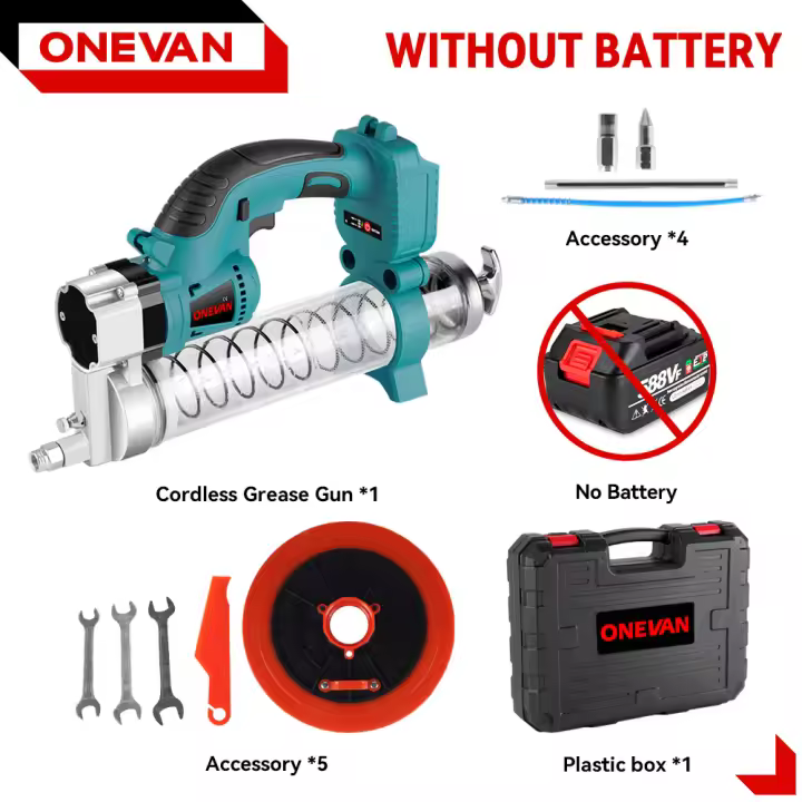 Máquina Eléctrica de Grasa ONEVAN Sin Cable, Alta Presión, Recargable, Herramienta de Lubricación para Coche Certificado CE - 1