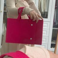 Bolsa de almacenamiento de fieltro de poliéster con botón a presión, divisor, carpeta de archivos con múltiples compartimentos, bolsa con asa, portátil, reutilizable - details 9