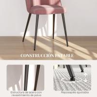 Pack de 4 Sillas de Comedor Modernas Sillas de Cocina Tapizada en Terciopelo con Respaldo Alto y Patas de Acero para Sala de Estar 50x52x83 cm - details 5