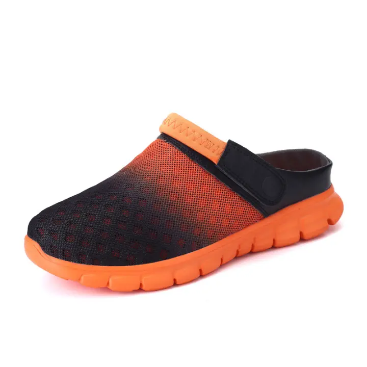 Verano pareja de hombres y mujeres cambia gradualmente sandalias de gran tamaño zapatillas de malla casual agujero zapatos de playa media zapatillas - 1