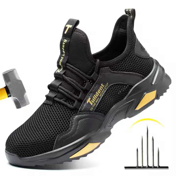Zapatos de trabajo para hombres con punta de acero a prueba de golpes y anti-perforación, transpirables, cómodos con suela suave, zapatos de seguridad protectores para hombres hechos en China. - 1