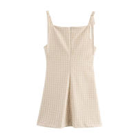 TRAFZA mujer arco Correa decoración cuello cuadrado sin mangas espalda cremallera Sling vestidos verano 2025 mujeres High Street Mini vestido - details 5