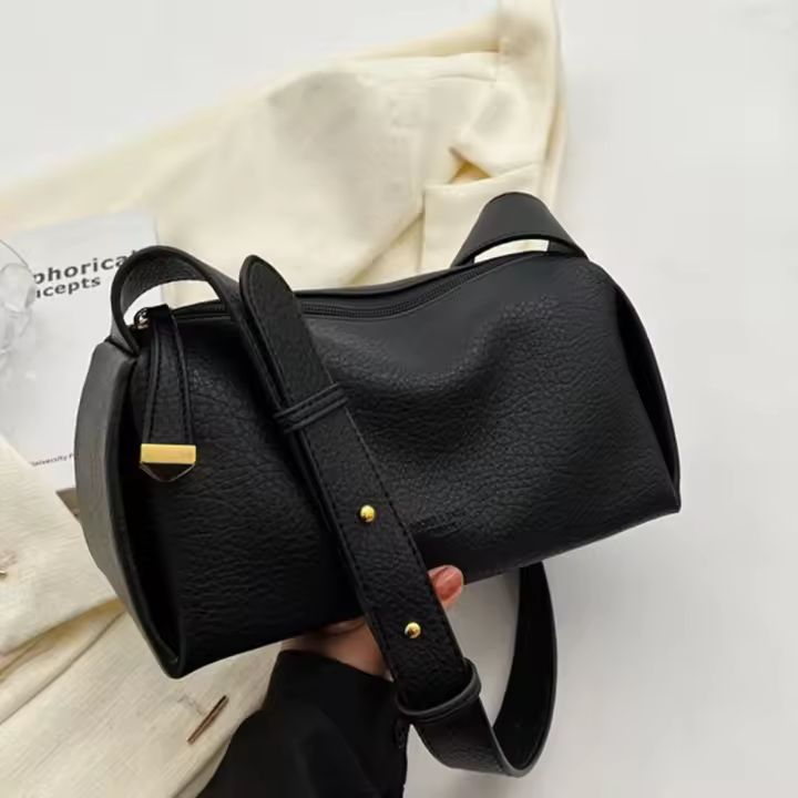 Bolso cruzado con patrón de lichi de gran capacidad, bolso de almohada, bolso de bola de masa de PU de Color sólido, bolso de compras de estilo coreano, bolso de hombro - 1