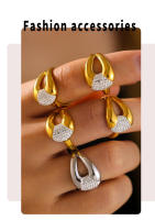 Anillo de Mujer Dorado de Diamante de Agua de lujo 316L Anillo Abierto de Maple inoxidable Joyas impermeables - details 4
