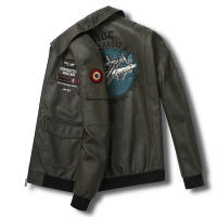 CHAIFENKO Chaqueta de Cuero de Poliéster para Hombres Aprímbano de Moda de Otoño-Primavera - details 2