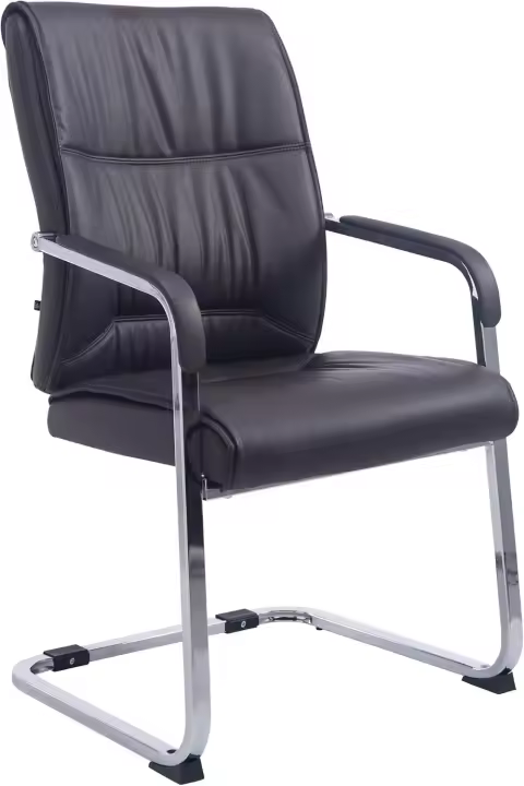Silla De Conferencia Anubis En Polipiel I Silla De Oficina En Estilo Cantilever, con Reposabrazos y Base Metálica, Color: Crema - 1