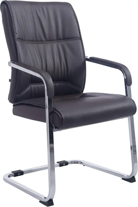 Silla De Conferencia Anubis En Polipiel I Silla De Oficina En Estilo Cantilever, con Reposabrazos y Base Metálica, Color: Crema - 1