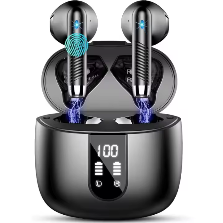 Auriculares Bluetooth 5.4 Ultra Ligeros 56h Autonomía, IP7 Impermeable, 4 Micrófonos ENC - 1