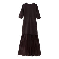 Vestido Elegante de Plechos BUNO Moda en Punto Cálido con Cuello Redondo y Mangas Cortas - details 13