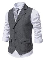 Chaleco elegante en espiga para hombre, para banquetes de negocios y bodas, chaleco informal elegante y cómodo para hombre - details 13
