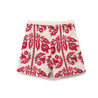 2025 primavera y verano nuevo estilo europeo y americano de las mujeres de la moda de la calle casual versátil pantalones cortos bordados de cintura alta 273 - details 1