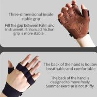 Guantes de piel de vaca para levantamiento de pesas, antideslizantes, transpirables, ventilados, pulsera para gimnasio, dominadas, guantes de entrenamiento para Fitness, 1 par - details 7