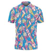 Colorido helado gráfico casual verano manga corta 3D impreso hombres mujeres camisetas sueltas Haruku solapa niños camisetas - details 1
