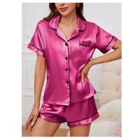 Conjunto De Pijamas De Seda Y Satén Para Mujer Verano Con Cuello Redondo Y Shorts 2 Piezas Dormitorio Elegante Pijama De Noche - details 18