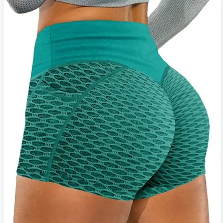 Pantalones cortos de yoga de panal de cintura alta para mujer, ropa deportiva transpirable para entrenamiento, glúteos elásticos, mallas deportivas de impacto para gimnasio con bolsillo - 1