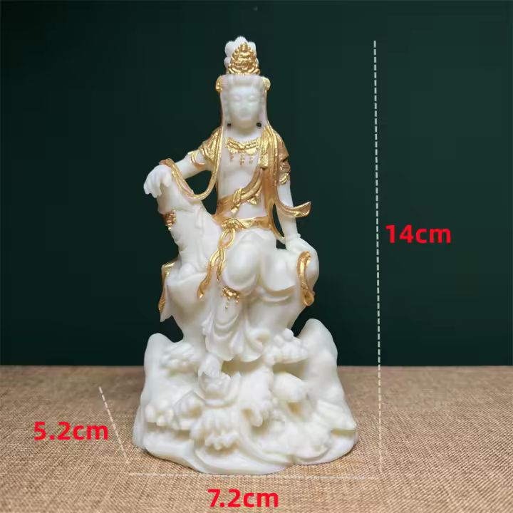 Fruta de marfil pintada con oro, estatua de Buda Guanyin libre y sin restricciones, hogar creativo, sala de té, estudio, estante antiguo - 1