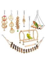 Juego de juguetes de madera para pájaros y loros, Set de 8 piezas, para morder, para entrenamiento de aves - details 0