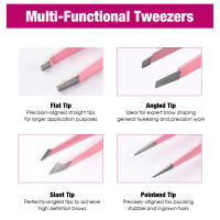 4pcs Eyebrow Hair Removal Tweezer Slant Edge Precision Tweezers with Tight Bite for Men Women & Kids - details 4