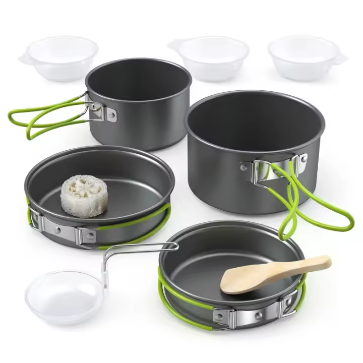 Batería de cocina portátil para camping, glamping, deportes al aire libre, multifuncional para 2-3 personas. - 1