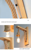 Linterna de Pared de Cuerda de Cáñamo Retor Luz de Dormitorio Moderna para Hogar - details 9