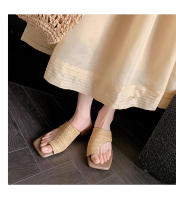 Sandalias Platas Retro Francesas con Punta Tejida Zapatillas de Moda para Mujeres 2025 - details 20