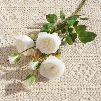Ramo de rosas artificiales de 6 cabezas, flores de rosas de seda exquisitas de plástico, flores falsas realistas que no se decoloran, decoración del jardín del hogar - details 12