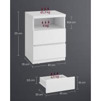 Mesita de Noche con Iluminación LED Ajustable, Mesa Auxiliar con Cajones, Cajonera, para Dormitorio, Sala de Estar, Estilo Moderno, Blanco Nube LET834W01 - details 2