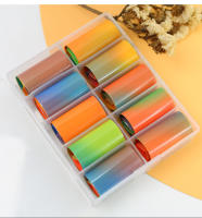 Pegatinas de Arte de Uñas Fluorescentes Clou Beaute 10 Rolls Caja Gradiente Neón Naranja Caramelo Cielo Estrellado Papel de Transferencia Colorido - details 8
