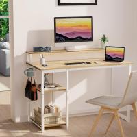 Escritorio de Ordenador con Soporte de Monitor Escritorio de Oficina con Estantes de Almacenamiento Ajustables Pequeño Escritorio Reversible para el Estudio Beige - details 1