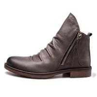 Botas de hombre con suela antideslizante y doble cremallera Botas con borlas Botas de cuero para hombre - details 8
