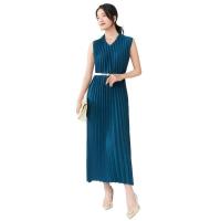 Vestido plisado para mujer, verano, nuevo, suelto, cuello en V, falda de talla grande, temperamento elegante - details 1