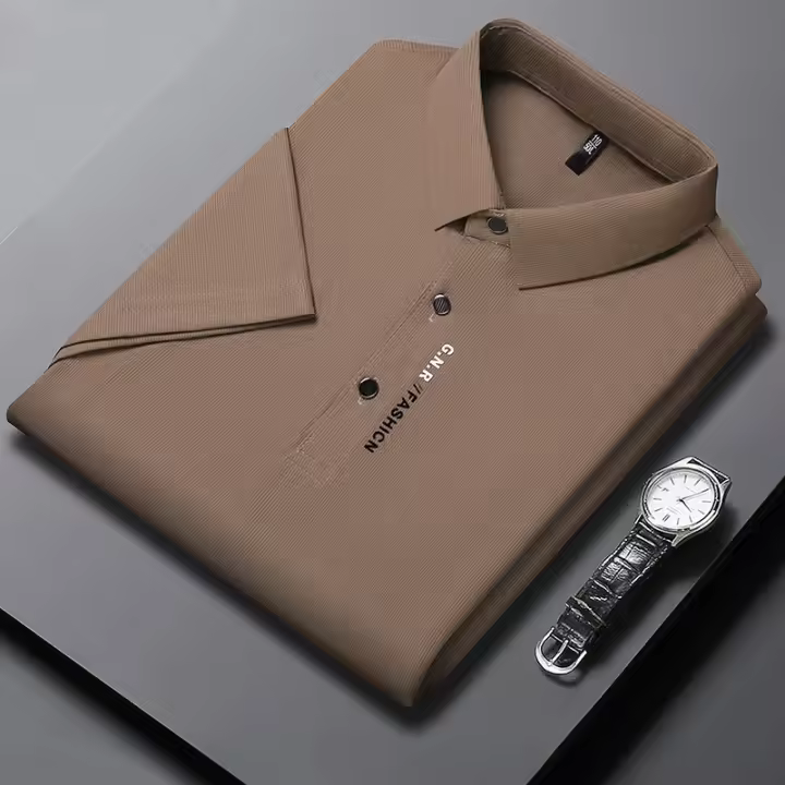 Polo de manga corta de Color sólido para hombre, Top elástico cómodo y transpirable, recién llegados, estilo informal de negocios - 1