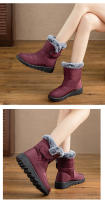 Zapatos de algodón gruesos y cálidos para mujer, de terciopelo, para nieve, planos de gran tamaño, impermeables, para invierno - details 1