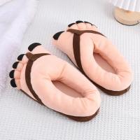 Zapatillas de invierno creativas para hombres y mujeres, divertidas zapatillas con pies grandes, deslizador de algodón suave y cálido para el hogar - details 5