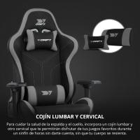 DR110 - Silla Gaming Profesional, Tejido Tejido Alta transpirabilidad, reposabrazos 4D, Ruedas silenciosas, pistón Clase 4, inclinación, cojín Lumbar y Cervical, Color Negro - details 19