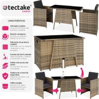Conjunto de Exteriores de Aluminio Resistente a la Intemperie 2 Sillas con Almohadillas, Mesa de Cristal, Apilable, Fundas Extraíbles - details 7
