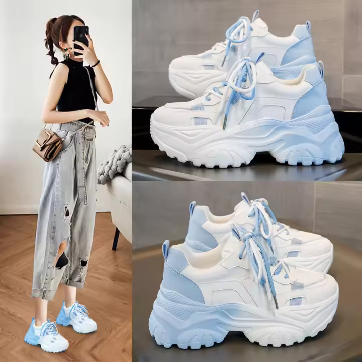 5 nuevos zapatos deportivos de verano para mujer, con suela gruesa, versátiles, informales, blancos y populares. - 1
