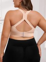 Sujetador deportivo sin costuras para mujer talla plus - Tejido transpirable y resistente, sin alambre, con almohadillas extraíbles, diseño de color sólido elegante para fitness y comodidad en la espalda, sostenes y bralettes de talla plus - details 1
