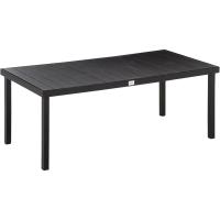 Mesa de Comedor Exterior de Aluminio Tamaño para 8 Personas con Encimera de Listones para Balcón Terraca 190x90x74 cm Negro - details 0