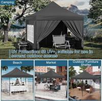 Gazebo Party Tent 3x3m con 4 paredes laterales y puerta con cremallera y ventana gris - details 6