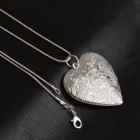 Collar de plata de ley  con marco de corazón, colgante, se puede cargar con foto, regalo de joyería DIY - details 2