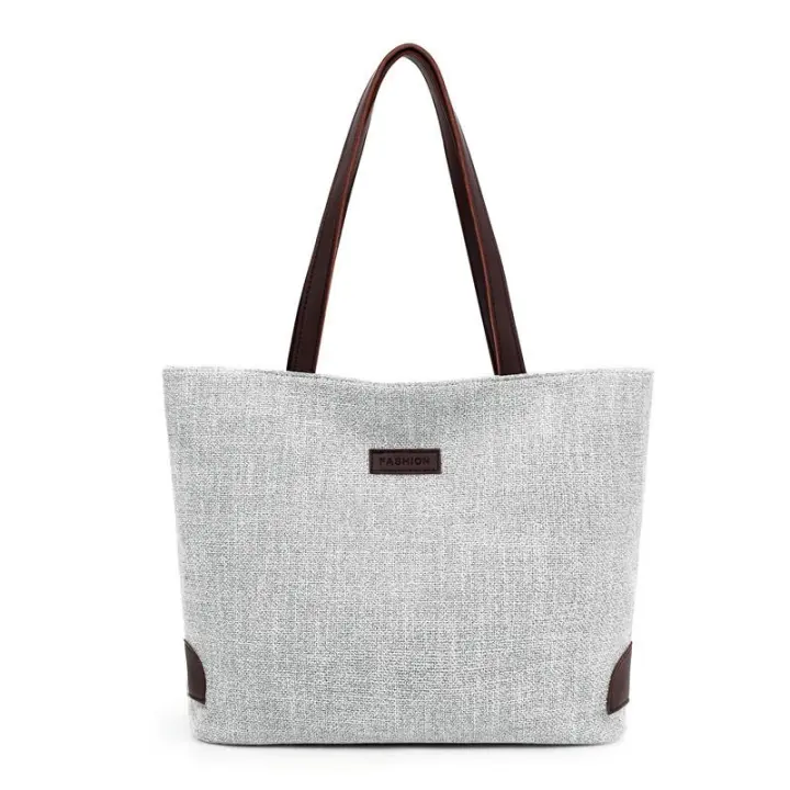 Casual lona Totes bolso de las mujeres de gran capacidad bolso de hombro de moda compras Top bolso con cremallera femenina - 1