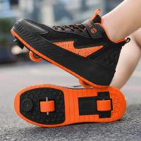 Nuevos patines luminosos de doble uso de 2 ruedas para niños y niñas estudiantes, zapatos deportivos con ruedas para exteriores. - details 3