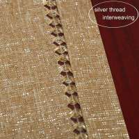 Camino de mesa de comedor cosido a mano, bufandas de tocador, entrelazado de hilo plateado (Beige oscuro, 12x72 corredores de mesa) - details 1