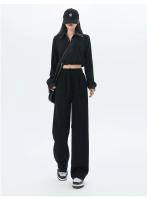 Primavera otoño mujer pantalones largos Casual pierna ancha cintura elástica Mujer Pantalones rectos de punto 2024 Pantalones deportivos pantalones sueltos - details 11