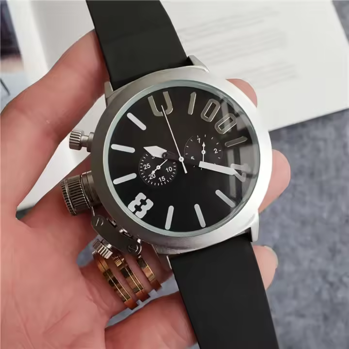 Reloj clásico U para hombre, pulsera de goma mecánica automática de lujo de primera calidad, caja de barco Sier negra, naranja, azul, amarillo y gris, 2024 - 1