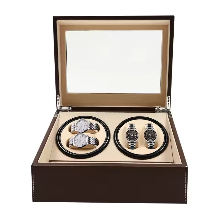 Caja giratoria automática para relojes, 4 y 6, rotación silenciosa, caja de lujo para hombre - 1