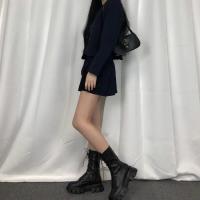 Botas a media pantorrilla con cordones y cremallera para mujer, botines deportivos con plataforma, otoño e invierno, novedad de 2021 - details 3