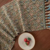 Camino de mesa de Jacquard con bandera de mesa, mantel de algodón con borlas, decoración de mesa Vintage gruesa - details 9
