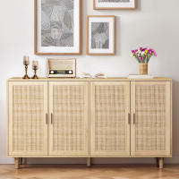 Elegante y Funcional Gabinete de Almacenamiento de Ratán de 4 Puertas 158CM - details 6